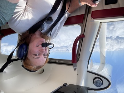 Elizabeth in the right seat of N3472C en route to Martha's Vineyard