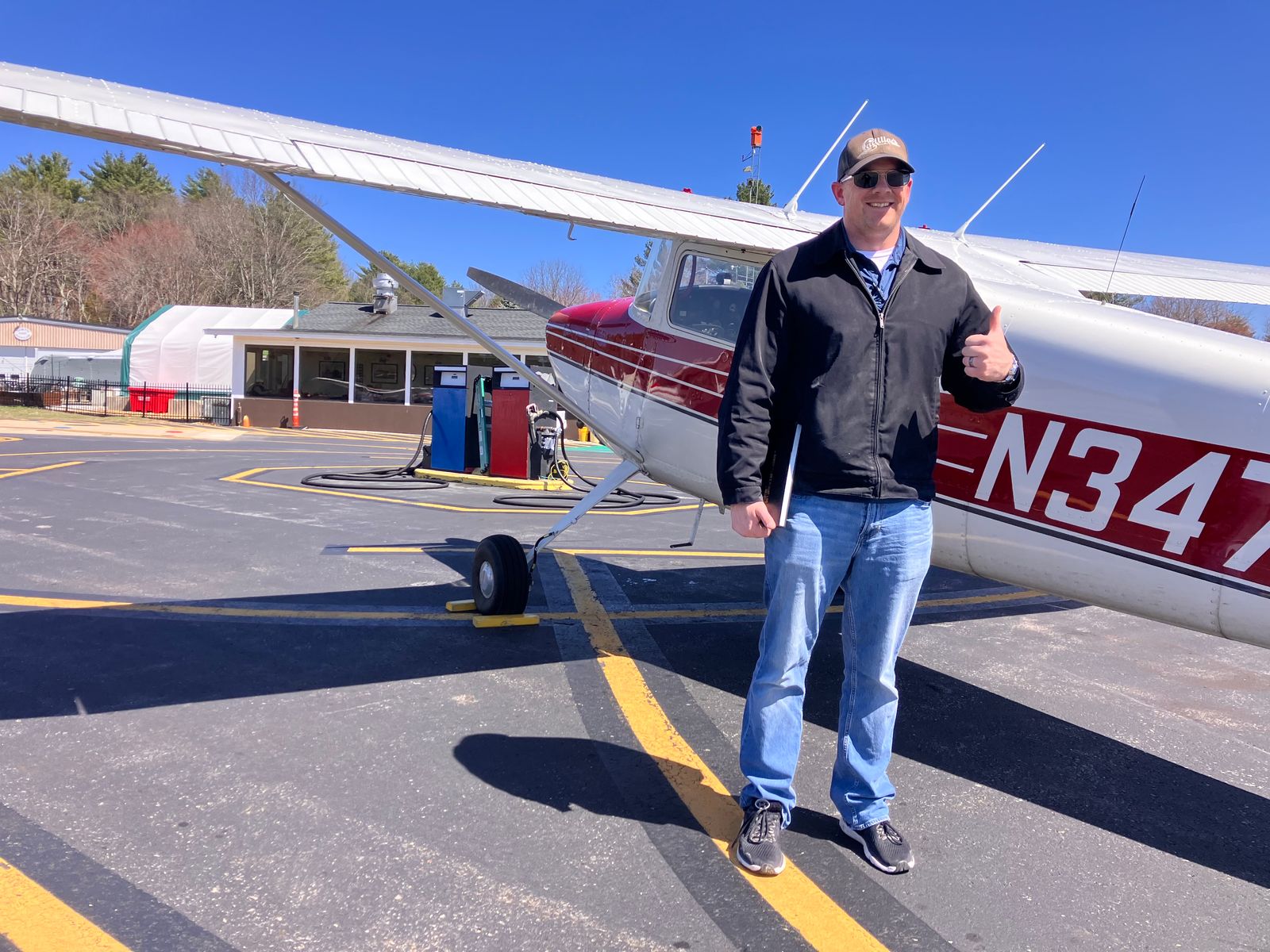 Pilot Kenny with N3472C after earning tailwheel endorsement